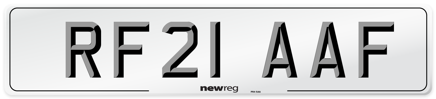 RF21 AAF Number Plate from New Reg